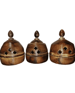 Antique Patina Metal Cone Incense Burner with Dome Design