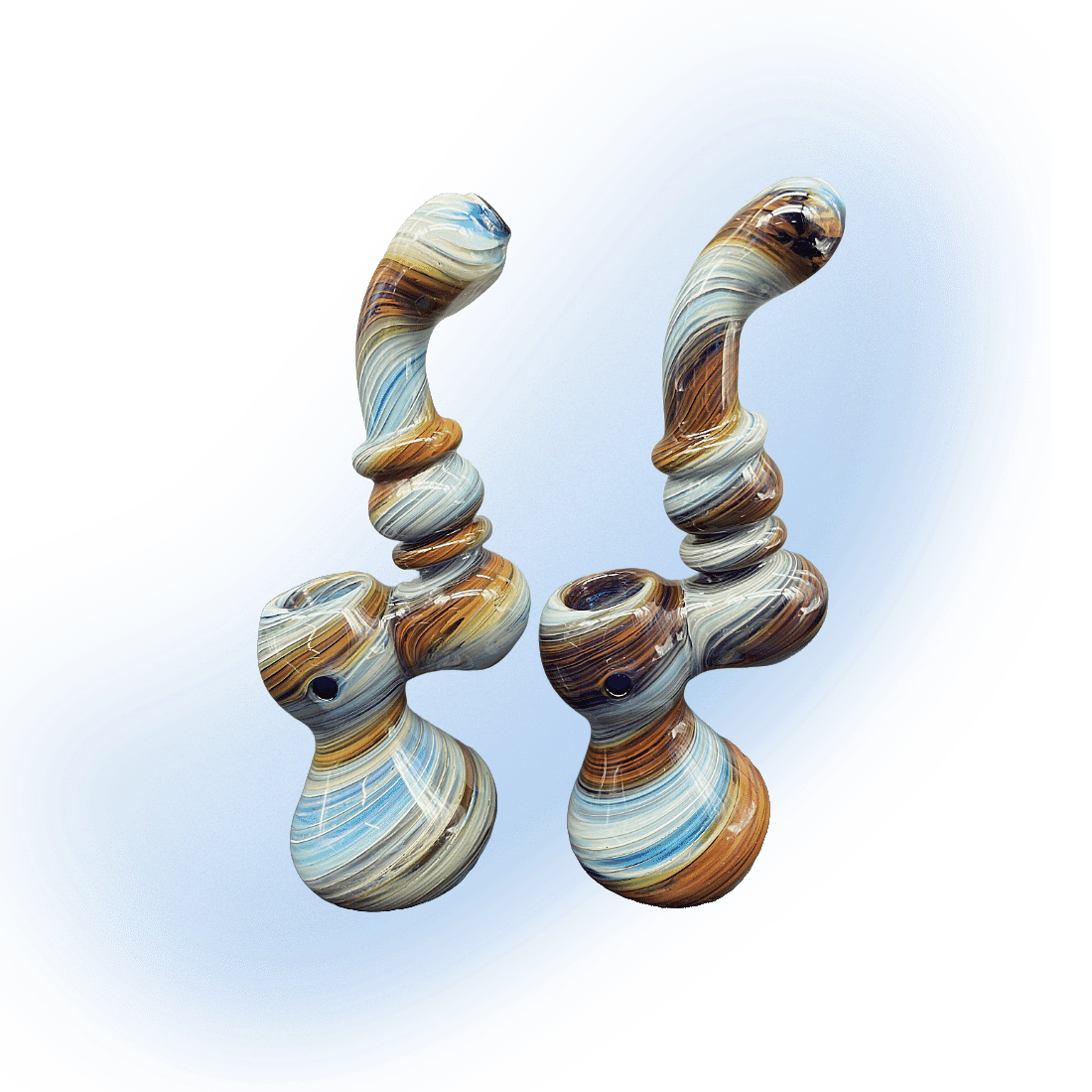 Swirl Colored Glass Bubbler Hand Pipe