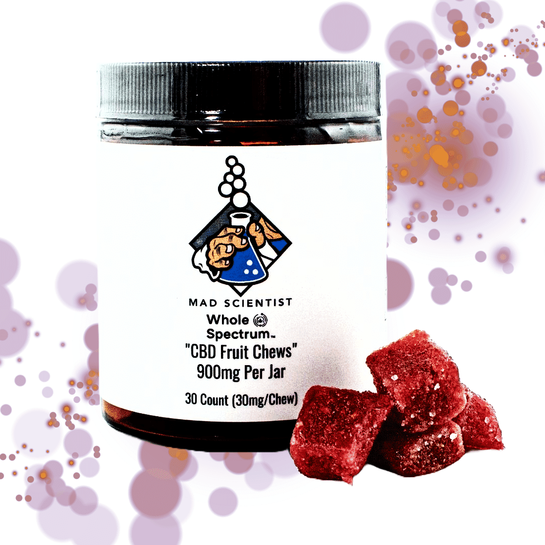 Whole Spectrum CBD Fruit Chews | 900mg | Mad Scientist - 30 Count Jar