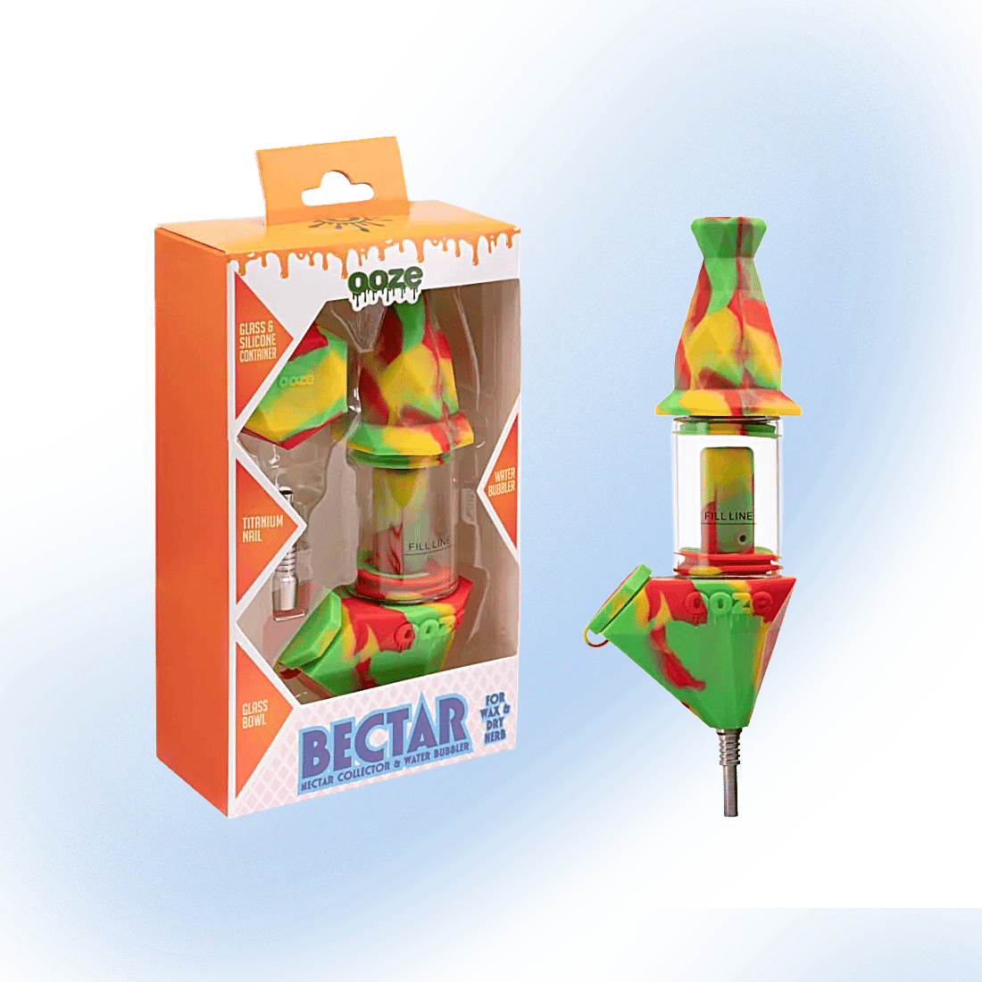 Ooze Bectar Collector Silicone Water Pipe | Silicone Dab Straw - Rasta