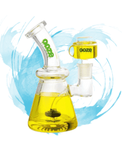 Ooze Glyco Freeze Water Pipe featuring a freezable glycerin chamber, 14mm glycerin-filled bowl, curved mouthpiece, and sleek glass design