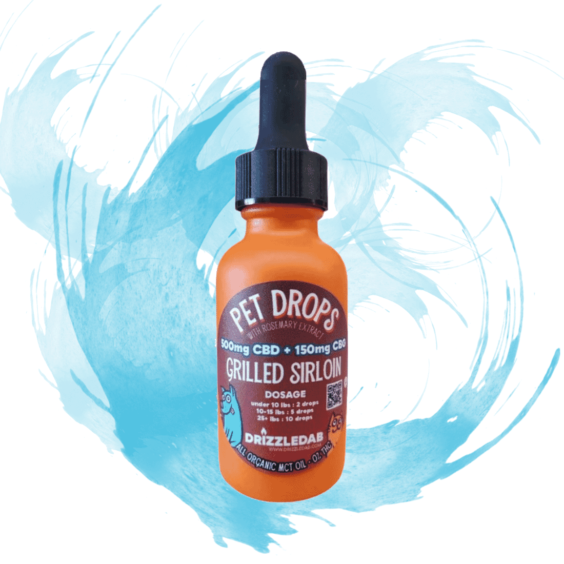 Drizzledab CBD Pet Tincture 500mg CBD 150mg CBG Grilled Sirloin