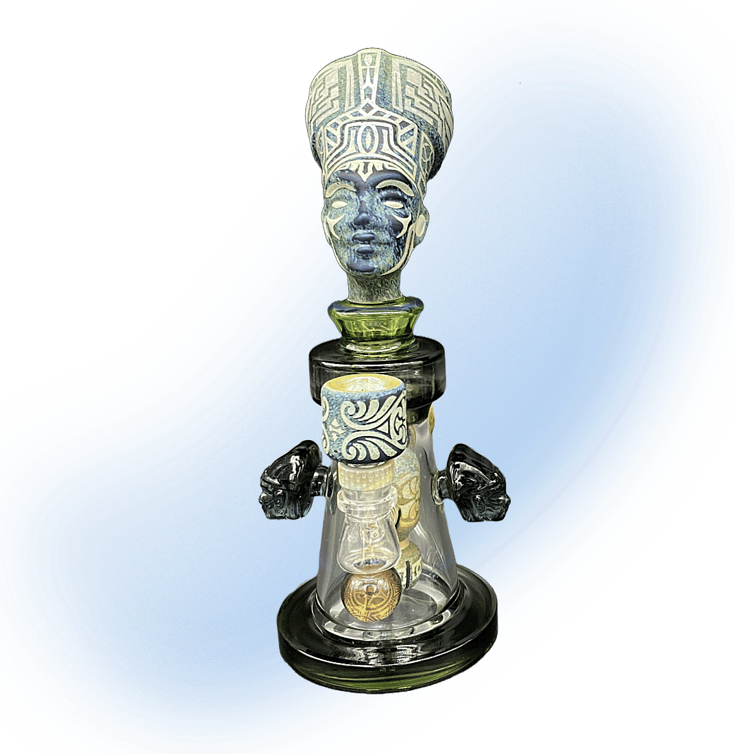 10 Inch Sandblasted Hieroglyph Sculpture Glass Water Pipe - Upper Limits