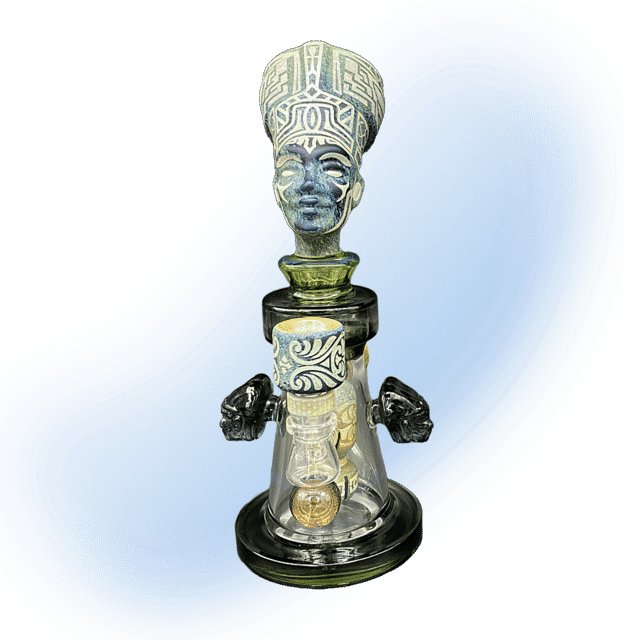 10 Inch Sandblasted Hieroglyph Sculpture Glass Water Pipe - Upper Limits