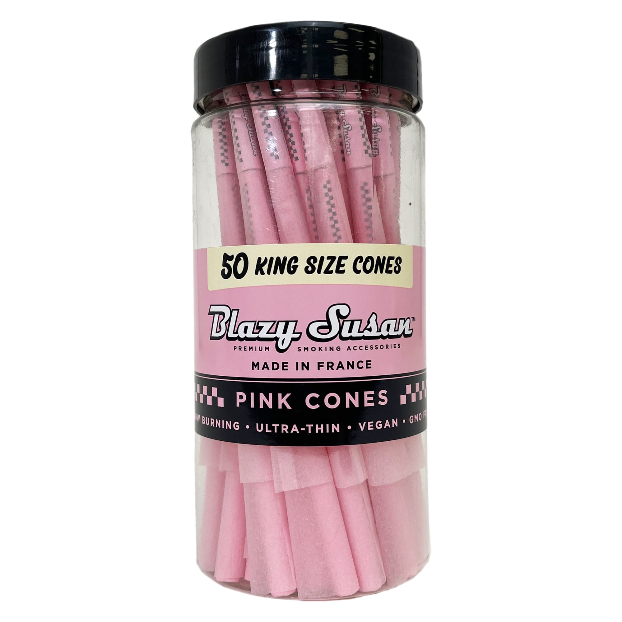 Blazy Susan King Size Pink Pre-Rolled Cones | 50 Count | Slow-Burning Vegan Papers