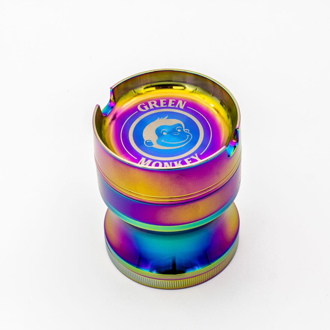 Green Monkey 63mm Ashtray/Grinder - Rainbow
