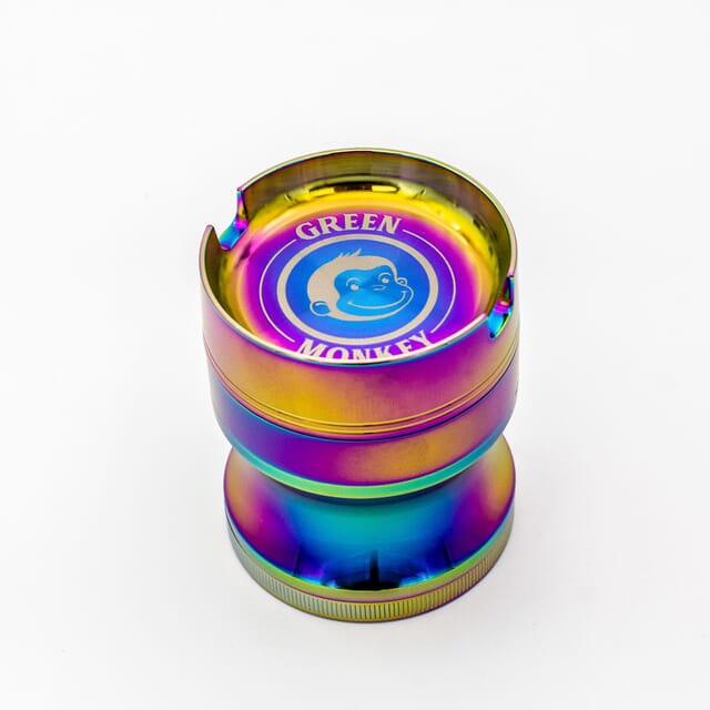 Green Monkey 63mm Ashtray/Grinder - Rainbow