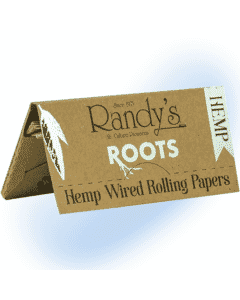 Pack of Randy's Roots hemp wired rolling papers, eco-friendly and natural, with visible wire for easy handling