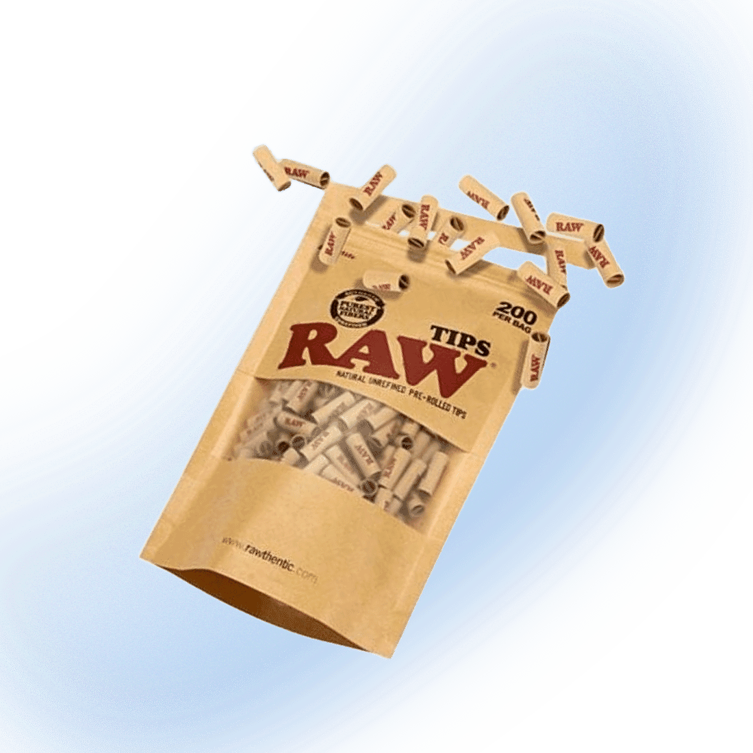 RAW Pre-Rolled Tips | 200 Count Bulk Bag | Natural Unbleached Filter Tips