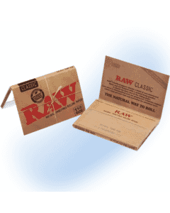 RAW Natural 1 1/2 size rolling papers pack, made from organic hemp, watermark visible for even burning