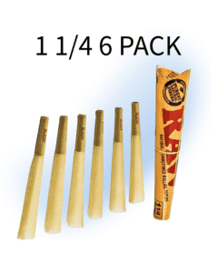 RAW Classic 1¼ natural hemp pre-rolled cones in packaging