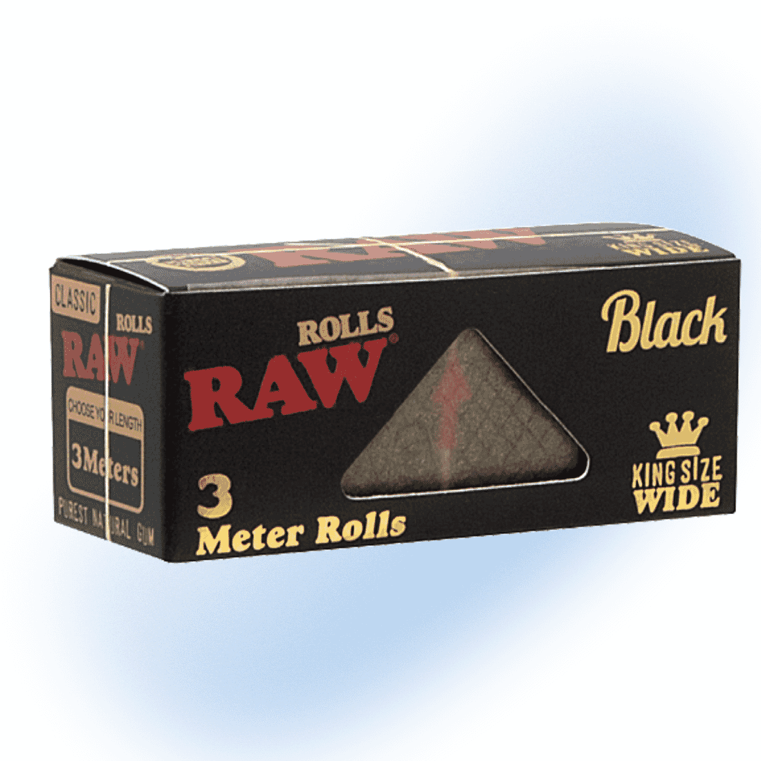 Three meters of Rolls by RAW Black Rolling Paper, eco-friendly and designed for herbal use.