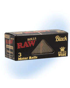 Three meters of Rolls by RAW Black Rolling Paper, eco-friendly and designed for herbal use.