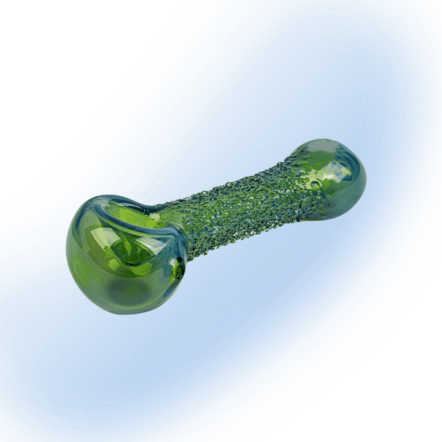 4.5" Cabo Glass Spoon With Pouch | Red Eye Glass - Green