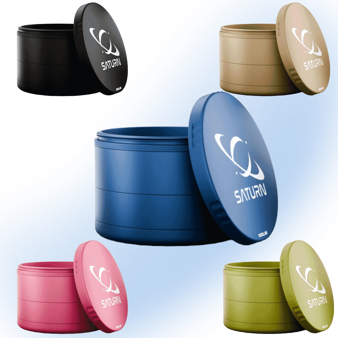 SATURN 100mm high-grade aluminum herb grinder, featuring multiple compartments and ergonomic design