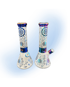 Sandblasted Metallic Glass Beaker Bong | Natural Geometry