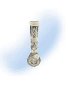 Sandblasted Music Themed Glass Beaker Bong