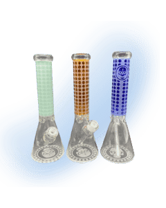 Sandblasted Skull Colored Glass Beaker Bong