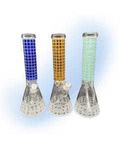 SandBlasted Canna Leaf Glass Beaker Bong