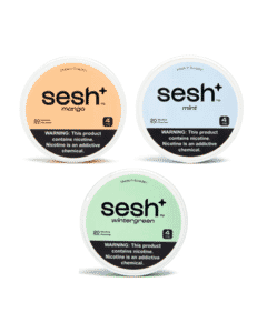 Sesh Nicotine Pouches in various strengths and flavors, featuring innovative technology.