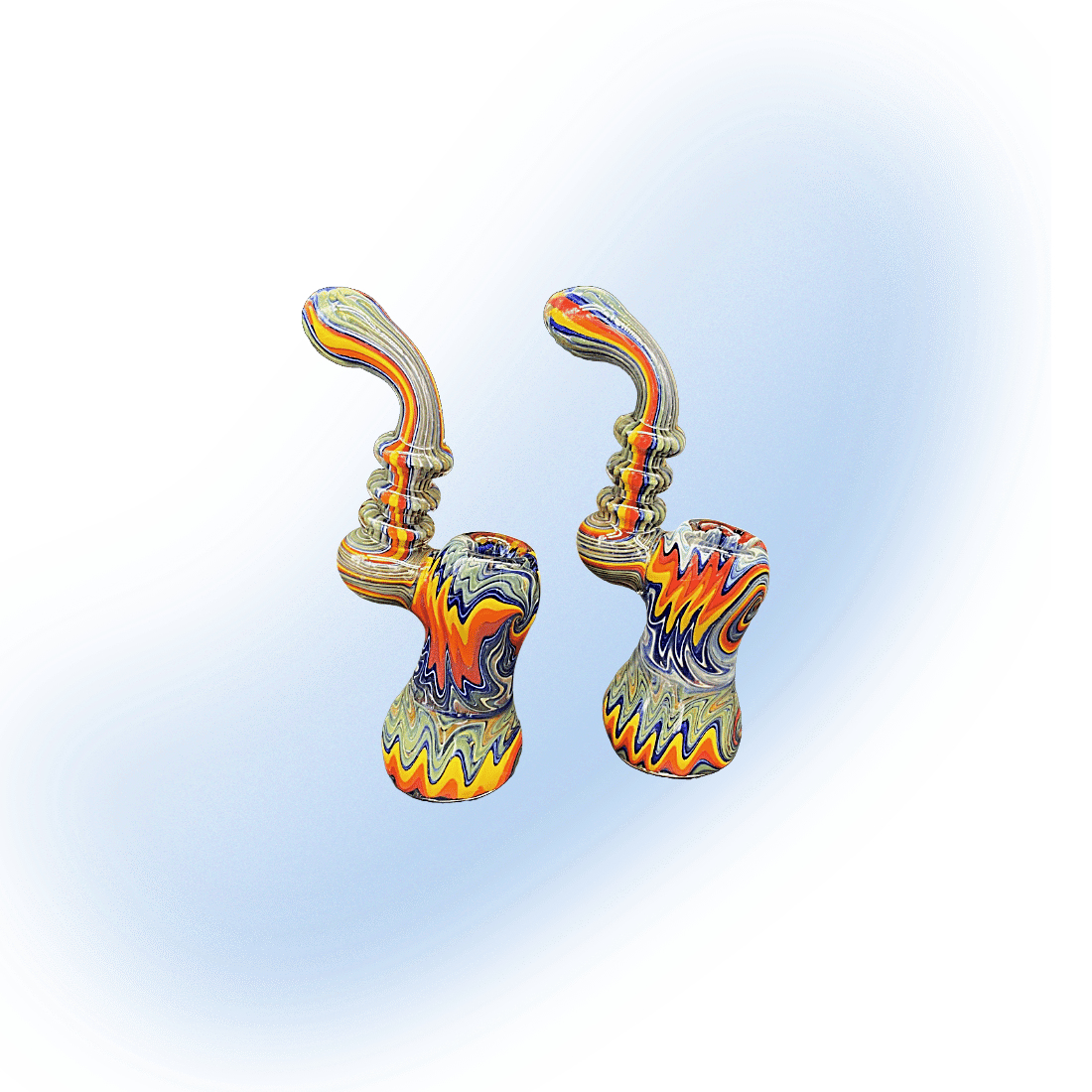 Wig Wag Colored Glass Bubbler Hand Pipe