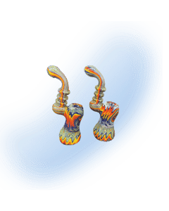 Wig Wag Colored Glass Bubbler Hand Pipe