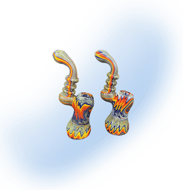 Wig Wag Colored Glass Bubbler Hand Pipe