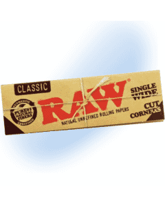 Pack of RAW Brand Single Wide Papers with Cut Corners, designed for easy and natural rolling