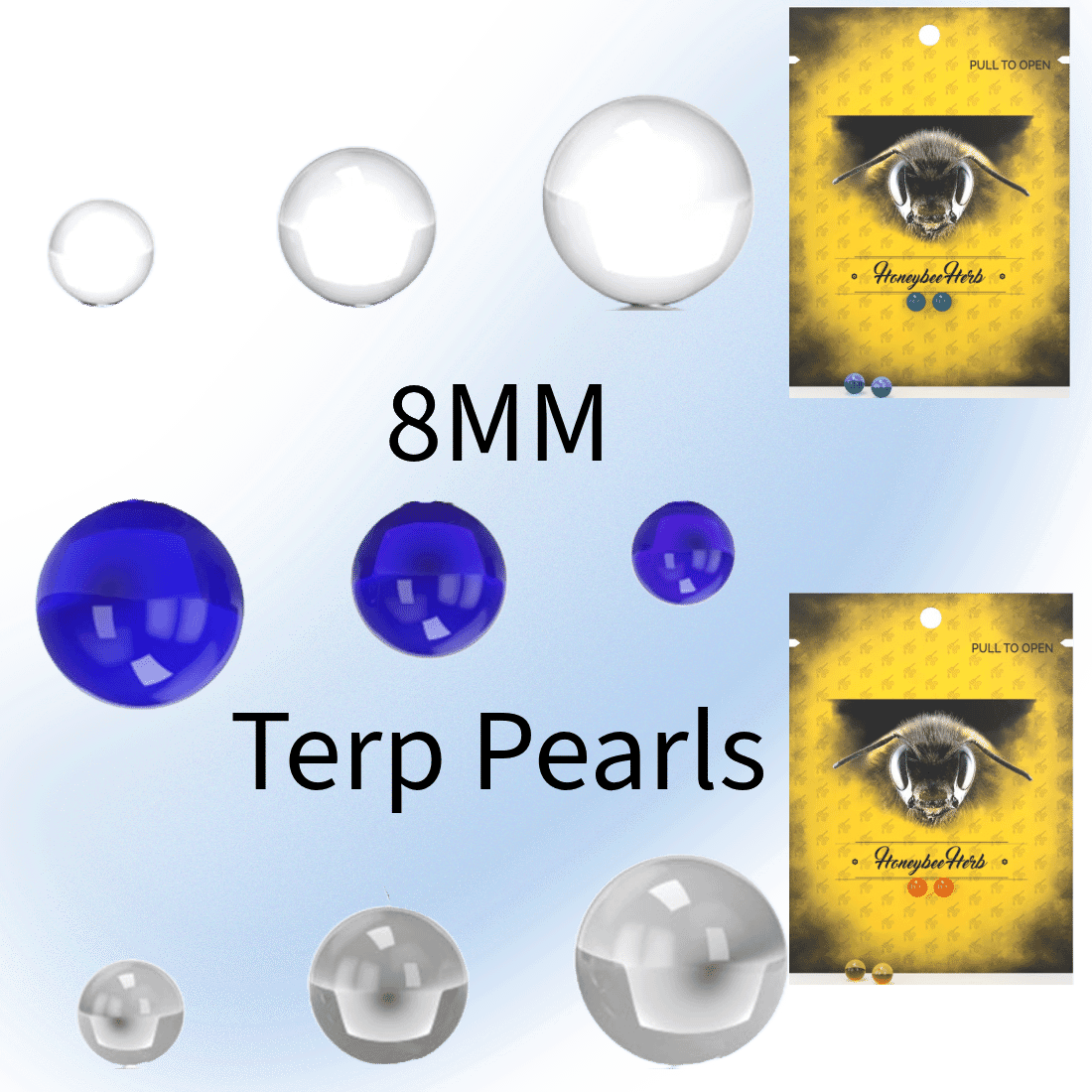 Honeybee Herb 8mm Terp Pearls in multiple colors for enhanced dabbing."