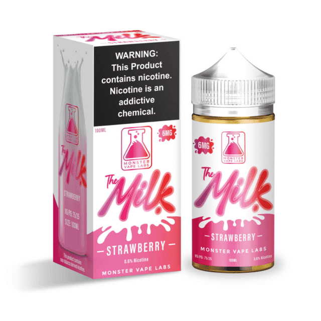 Strawberry Milk by The Milk E-Liquid in 100ml bottle with 0, 3, 6 mg nicotine options.