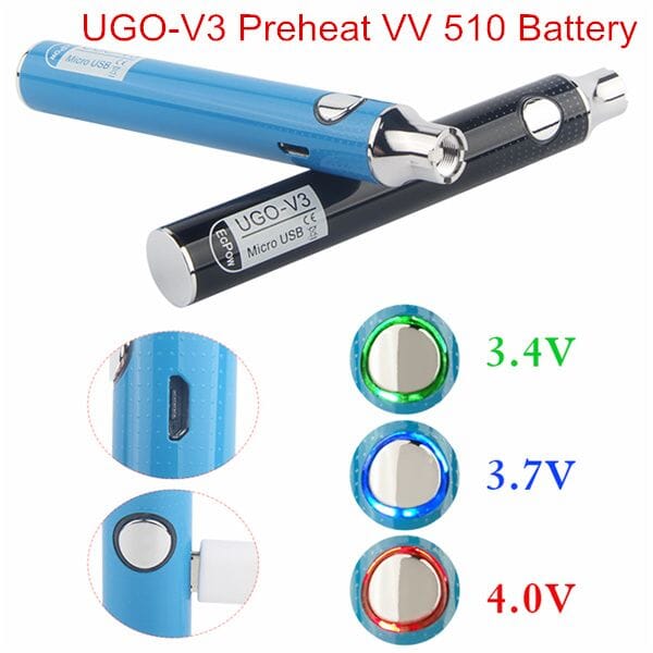 UGO-V3 Preheat 510 Vape Battery  Portable & Variable Voltage