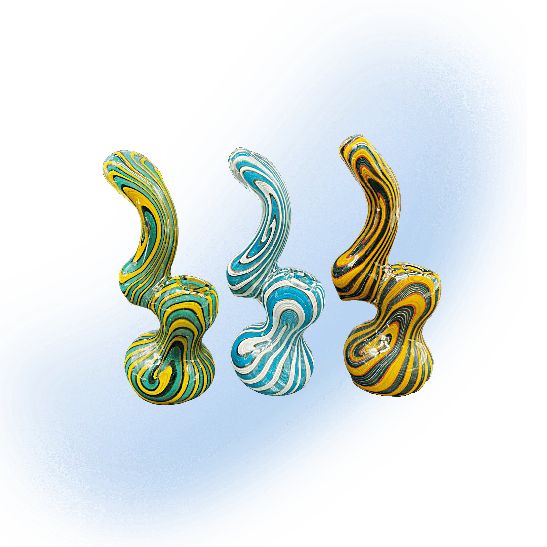Colored Swirly Glass Bubbler Hand Pipe