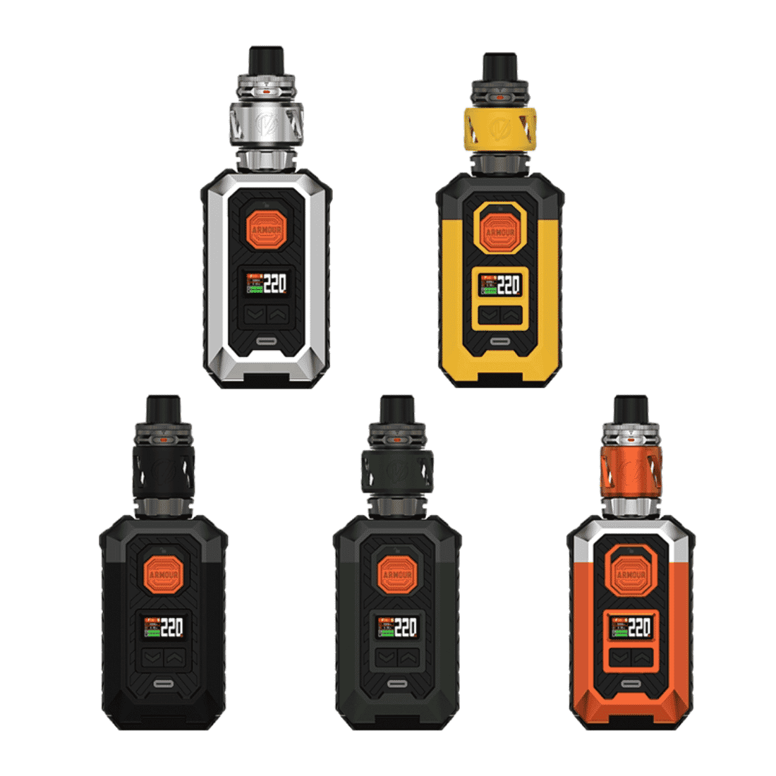 Vaporesso Armour MAX 220W Kit with iTank 2 and GTi Mesh Coils.