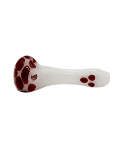White Color Dot Glass Spoon Pipe by Prodo Dodo