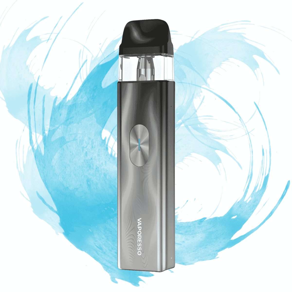 Vaporesso XROS 4 Mini pod system featuring COREX 2.0 technology, 1000mAh battery, adjustable airflow, 3ml top-fill pod, and sleek aluminum alloy design.