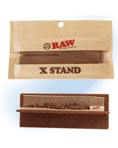 RAW X-Stand rolling tool made from eco-friendly materials, displayed in a ready-to-use position.