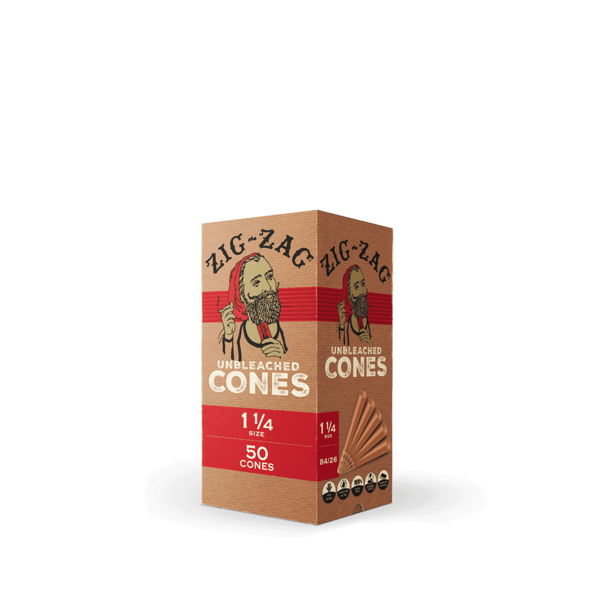 50pk Unbleached 1 1/4 Cones by Zig Zag