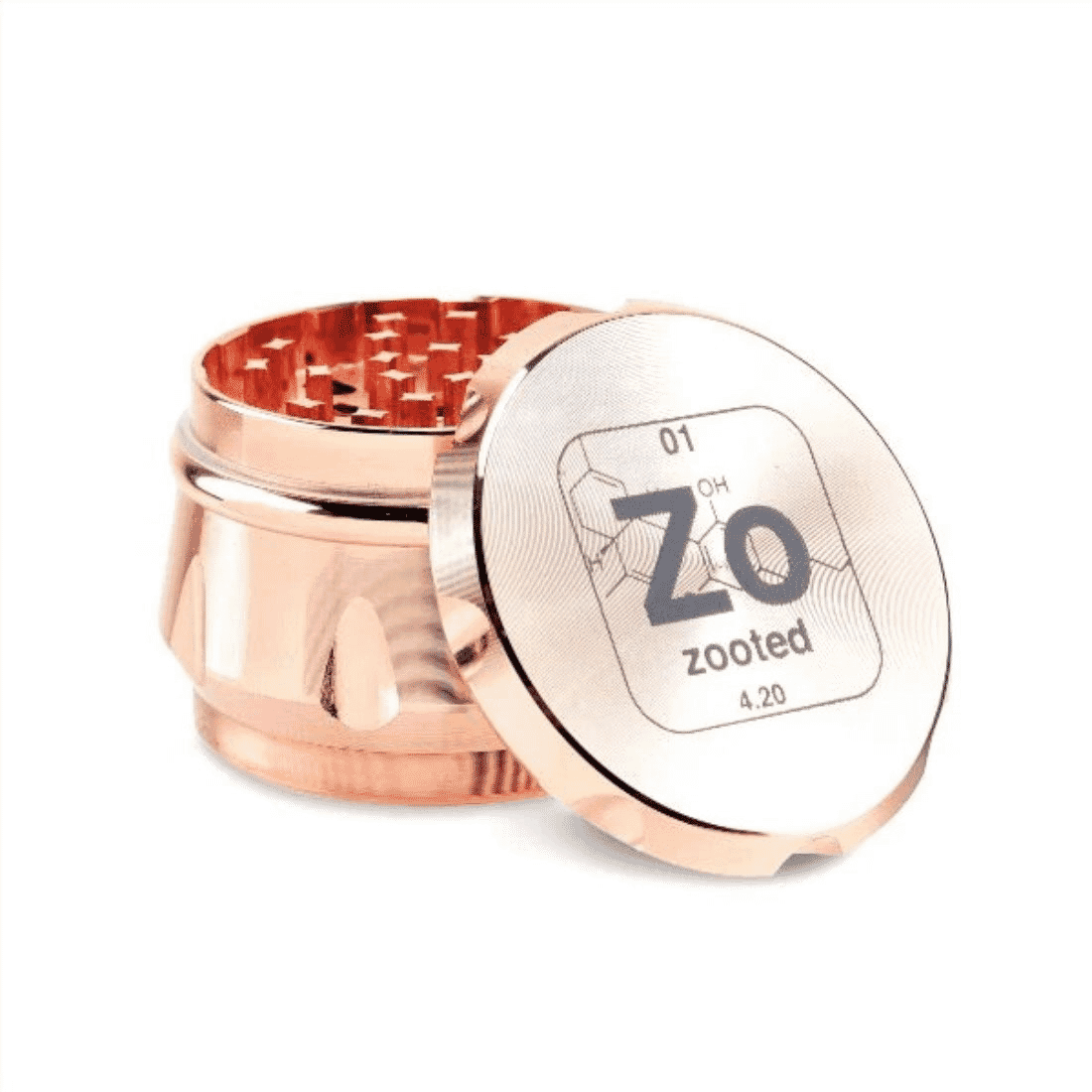 63mm 4 Piece Grinder by Zooted-Rose Gold