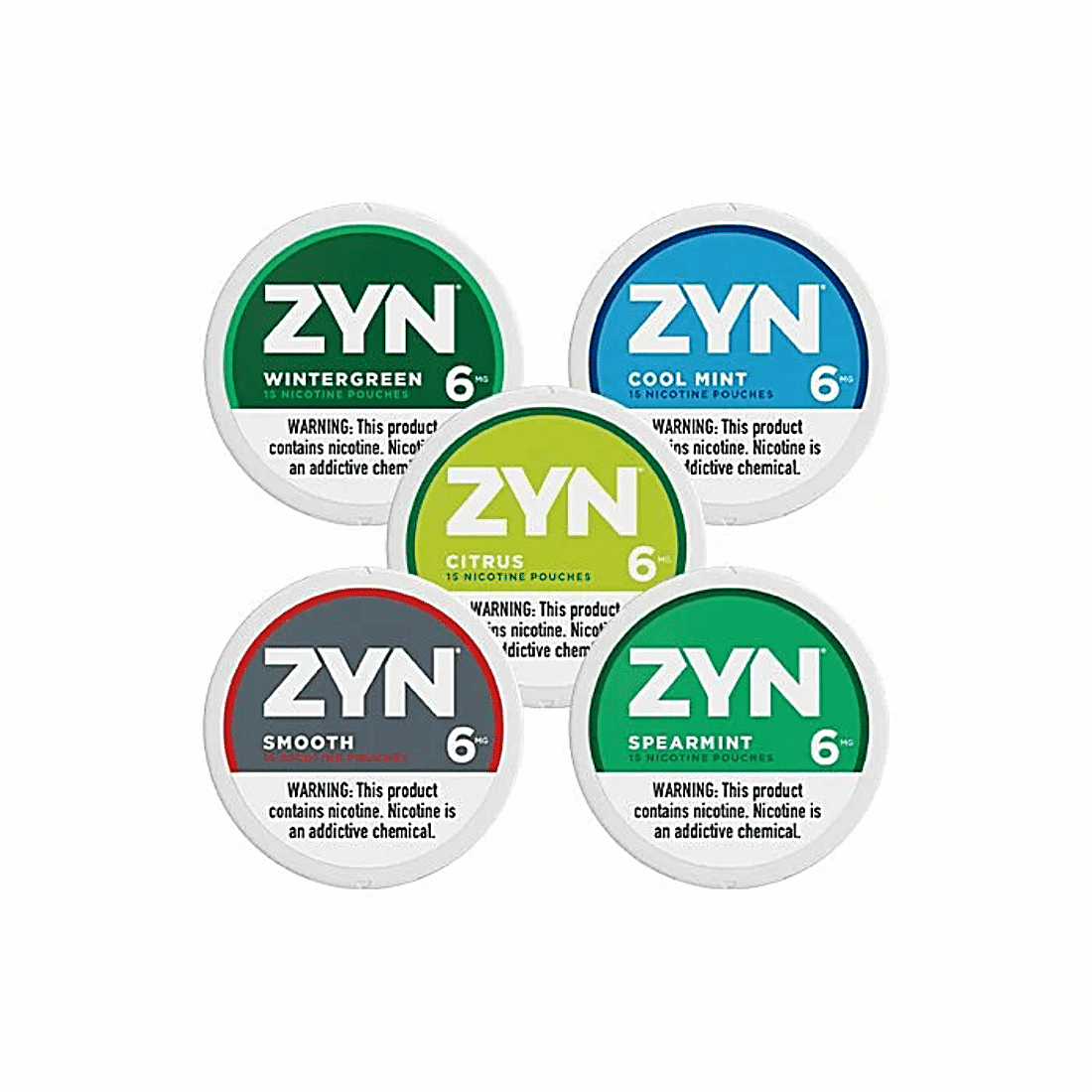 Variety of ZYN nicotine pouches by Swedish Match in different flavors and strengths.