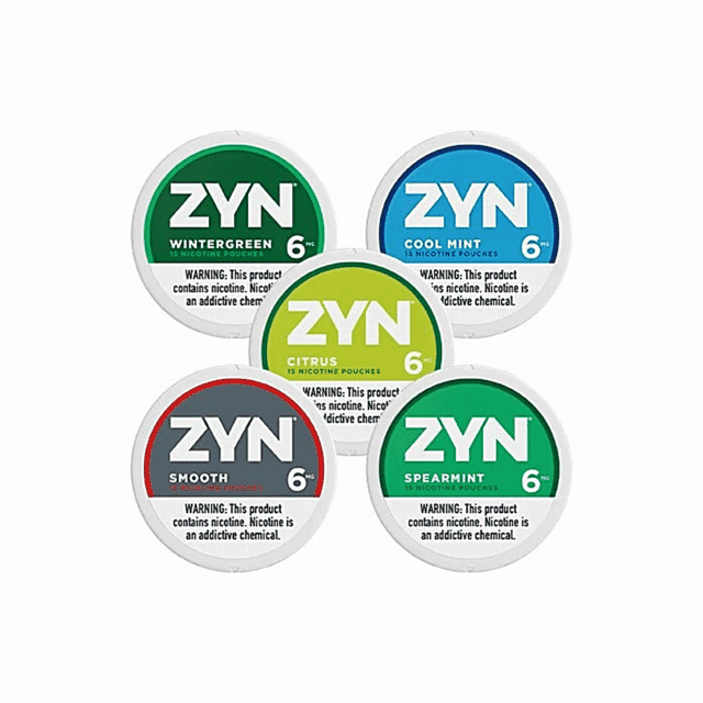 Variety of ZYN nicotine pouches by Swedish Match in different flavors and strengths.
