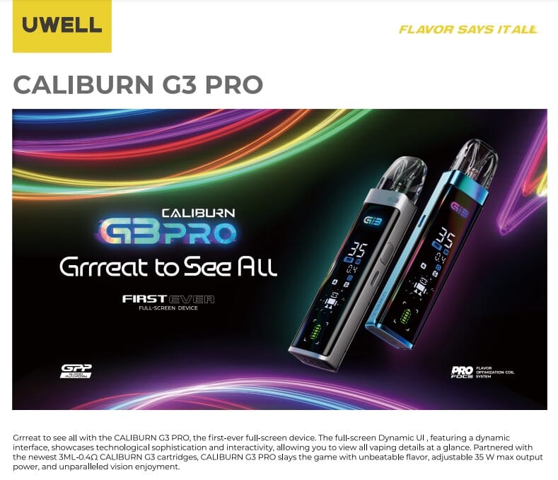 Caliburn G3 Pro Info Graphic
